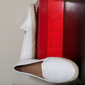 Aerosoles Let's Drive Leather White Espadrilles  Size 8M